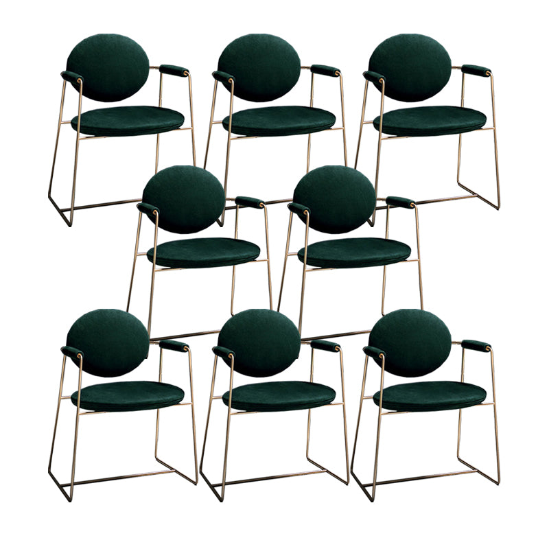 Sillas de comedor de Velvet Glam Velvet Silla de comedor de brazo de metal para uso en el hogar