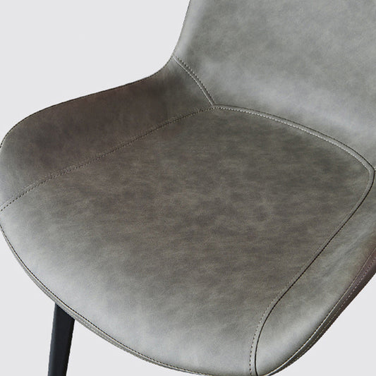 Industrial Leather Dining Chairs Solid Back Arm Side Chairs for Kitchen