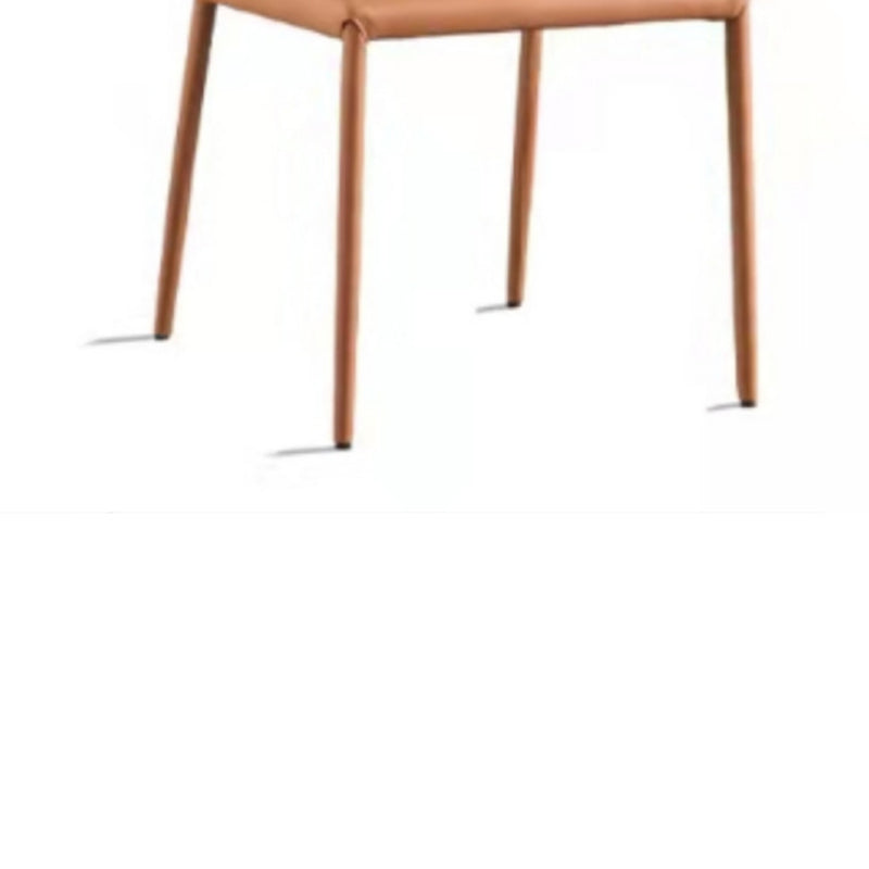 Eigentijdse faux lederen eetkamerstoelen metalen armloze eetkamerstoel voor thuisgebruik