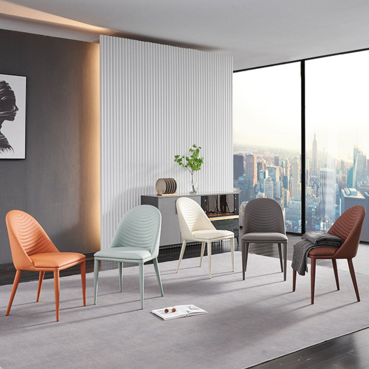 Sillas de comedor de cuero de faux contemporáneos silla de comedor de metal para uso en el hogar