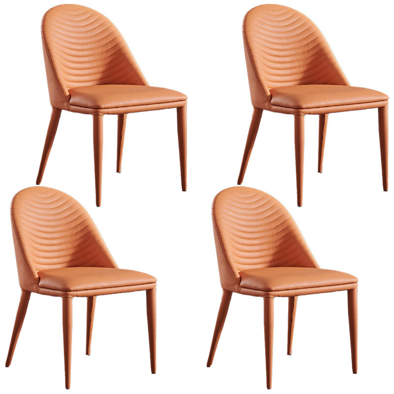 Sillas de comedor de cuero de faux contemporáneos silla de comedor de metal para uso en el hogar