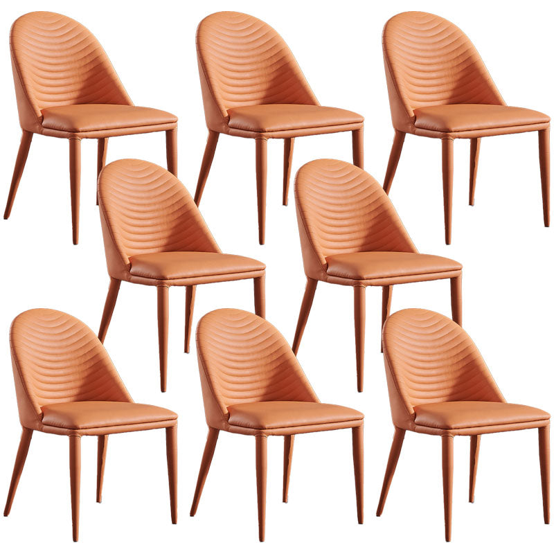 Sillas de comedor de cuero de faux contemporáneos silla de comedor de metal para uso en el hogar
