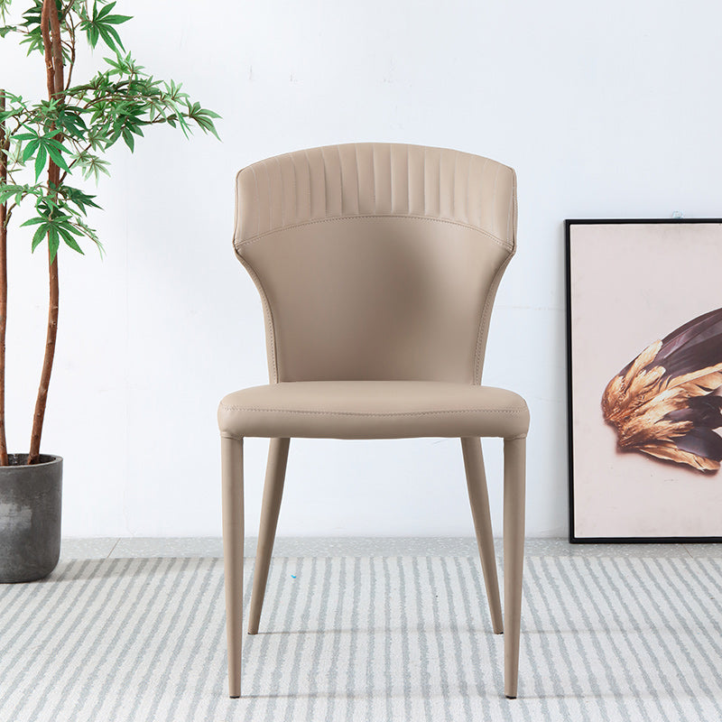 Sedie da pranzo in pelle minimalista senza braccioli senza braccioli