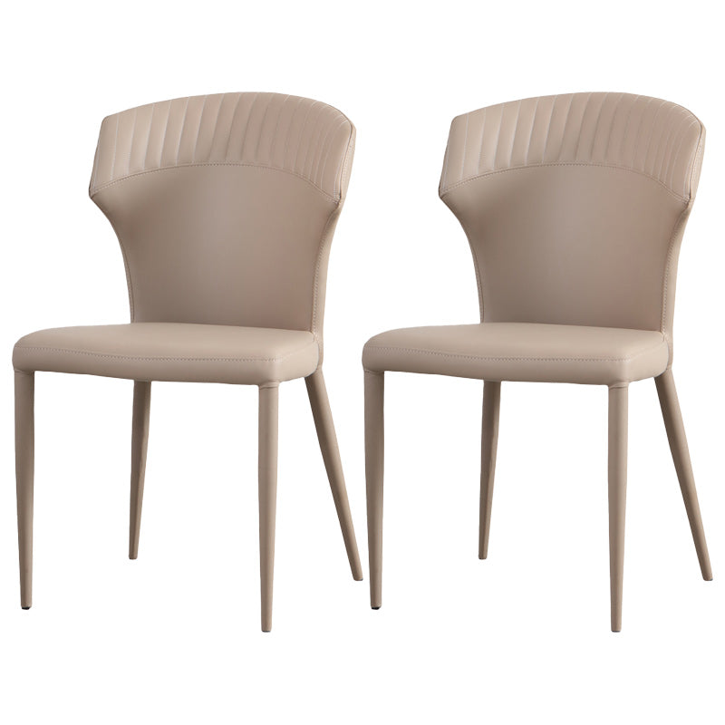 Sedie da pranzo in pelle minimalista senza braccioli senza braccioli