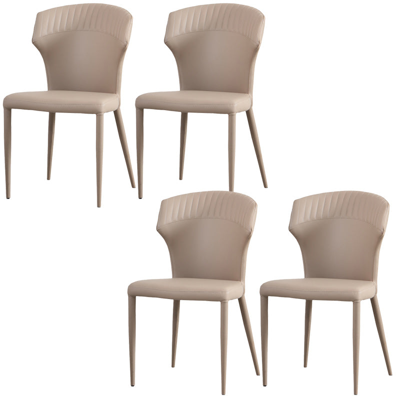 Sedie da pranzo in pelle minimalista senza braccioli senza braccioli