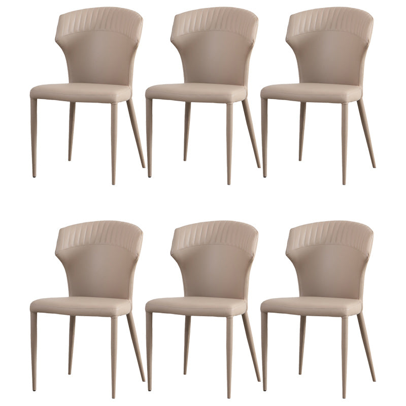 Sedie da pranzo in pelle minimalista senza braccioli senza braccioli