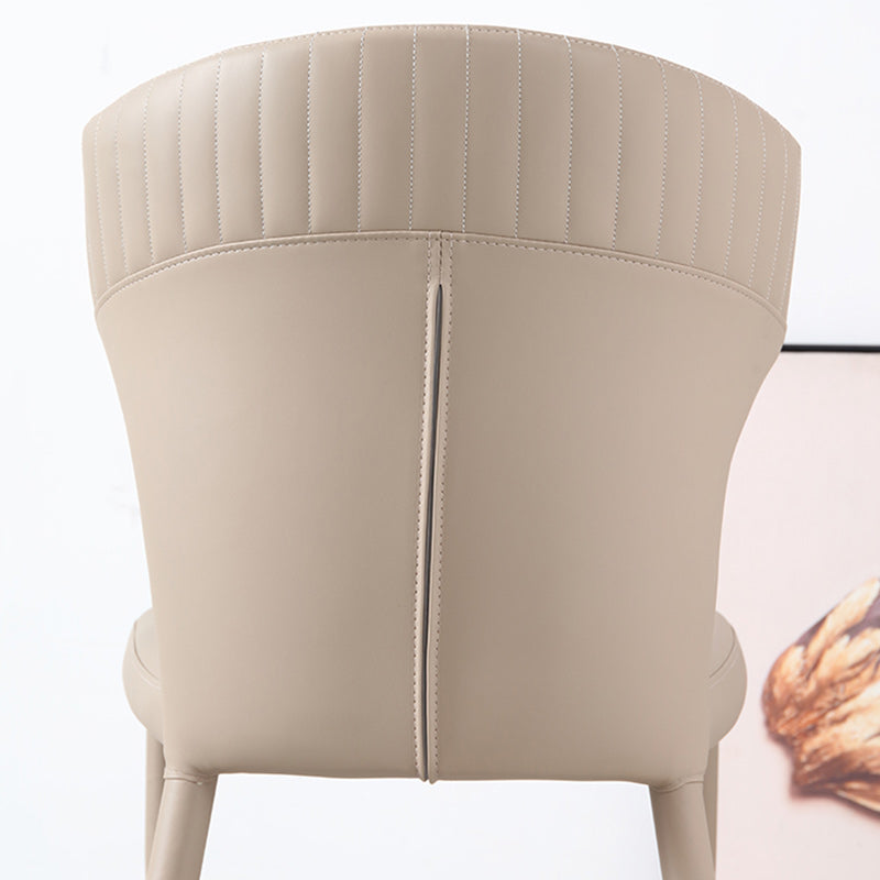 Sedie da pranzo in pelle minimalista senza braccioli senza braccioli