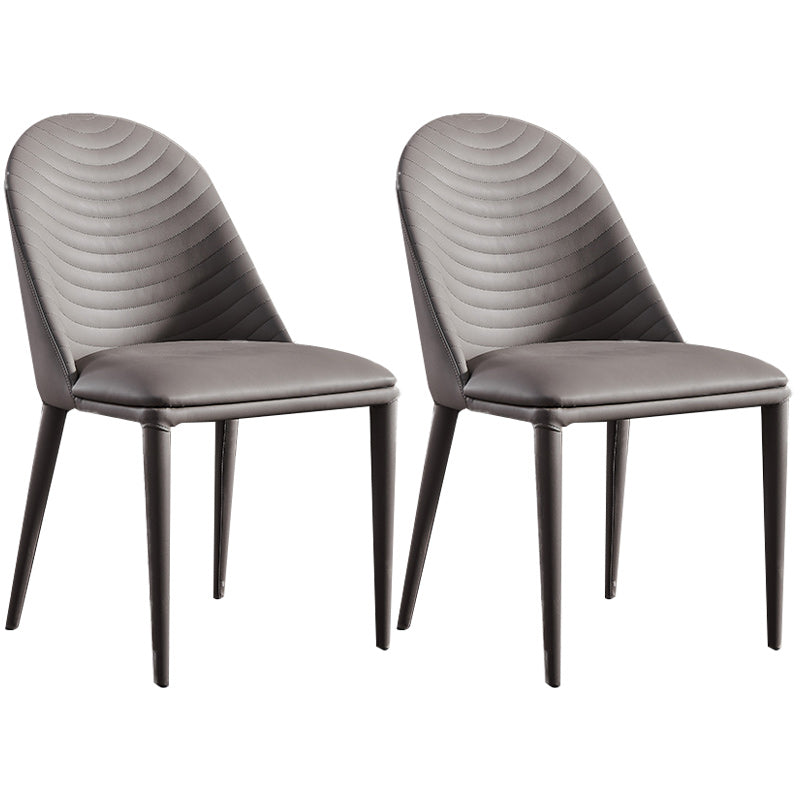 Minimalist Style Solid Back Armless Dining Chairs Leather Dining Chairs Grey 2 Piece Set Clearhalo 'Dining Chairs' 'Dining Tables & Seating' 'dining_chair' 'furn' 'furn_dining_chair' 'Furniture' 'Kitchen & Dining Furniture' 5208333