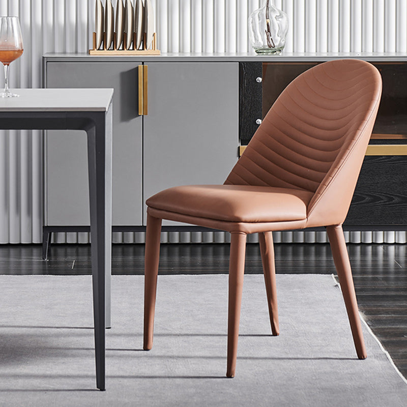 Minimalist Style Solid Back Armless Dining Chairs Leather Dining Chairs Clearhalo 'Dining Chairs' 'Dining Tables & Seating' 'dining_chair' 'furn' 'furn_dining_chair' 'Furniture' 'Kitchen & Dining Furniture' 5208335