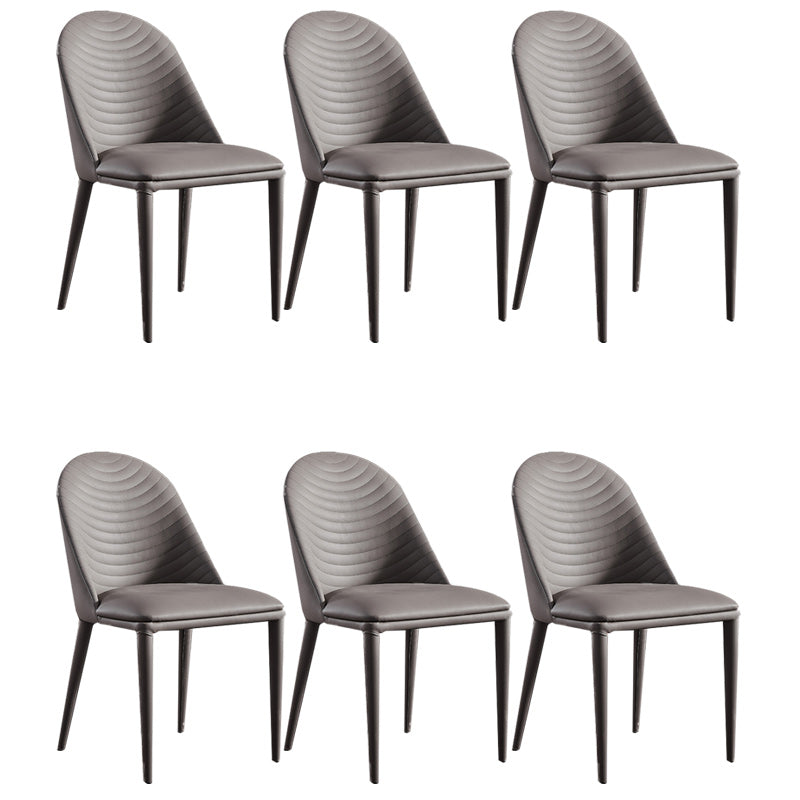 Minimalist Style Solid Back Armless Dining Chairs Leather Dining Chairs Grey 6 Piece Set Clearhalo 'Dining Chairs' 'Dining Tables & Seating' 'dining_chair' 'furn' 'furn_dining_chair' 'Furniture' 'Kitchen & Dining Furniture' 5208336