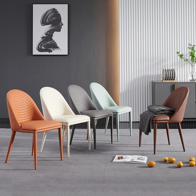 Minimalist Style Solid Back Armless Dining Chairs Leather Dining Chairs Clearhalo 'Dining Chairs' 'Dining Tables & Seating' 'dining_chair' 'furn' 'furn_dining_chair' 'Furniture' 'Kitchen & Dining Furniture' 5208337