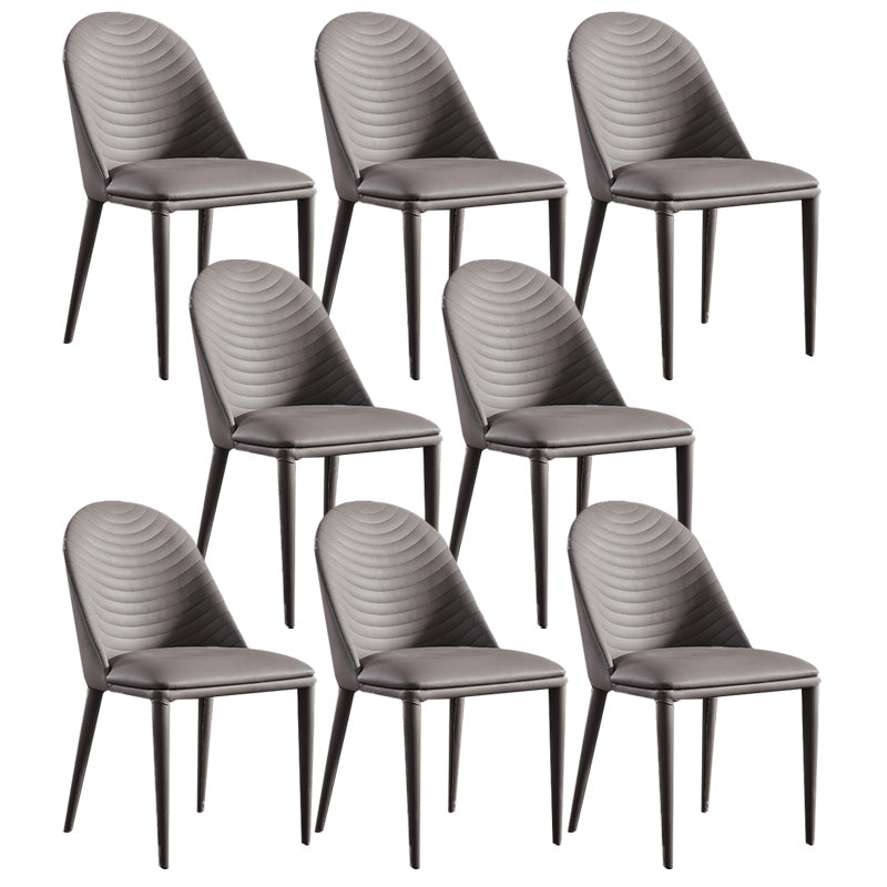 Minimalist Style Solid Back Armless Dining Chairs Leather Dining Chairs Grey 8 Piece Set Clearhalo 'Dining Chairs' 'Dining Tables & Seating' 'dining_chair' 'furn' 'furn_dining_chair' 'Furniture' 'Kitchen & Dining Furniture' 5208339