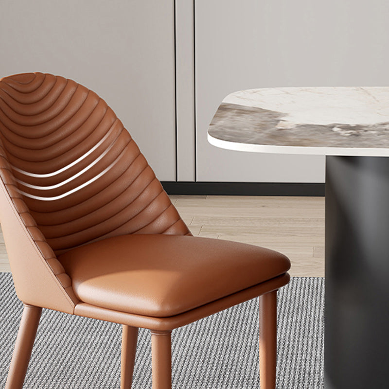 Minimalist Style Solid Back Armless Dining Chairs Leather Dining Chairs Clearhalo 'Dining Chairs' 'Dining Tables & Seating' 'dining_chair' 'furn' 'furn_dining_chair' 'Furniture' 'Kitchen & Dining Furniture' 5208345