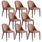 Minimalist Style Solid Back Armless Dining Chairs Leather Dining Chairs Brown 8 Piece Set Clearhalo 'Dining Chairs' 'Dining Tables & Seating' 'dining_chair' 'furn' 'furn_dining_chair' 'Furniture' 'Kitchen & Dining Furniture' 5208346