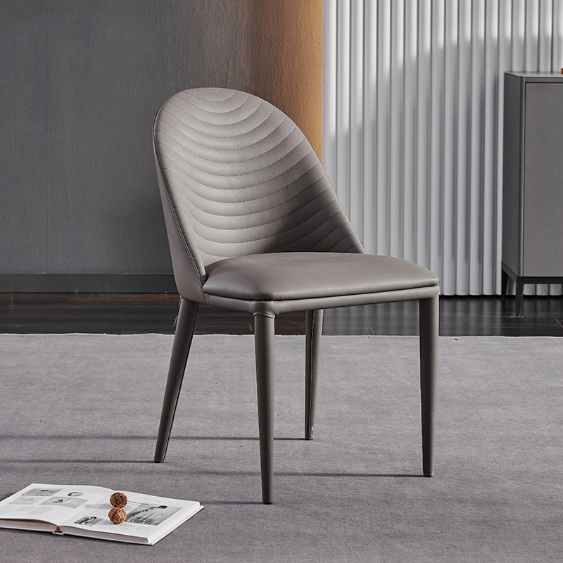 Minimalist Style Solid Back Armless Dining Chairs Leather Dining Chairs Clearhalo 'Dining Chairs' 'Dining Tables & Seating' 'dining_chair' 'furn' 'furn_dining_chair' 'Furniture' 'Kitchen & Dining Furniture' 5208358