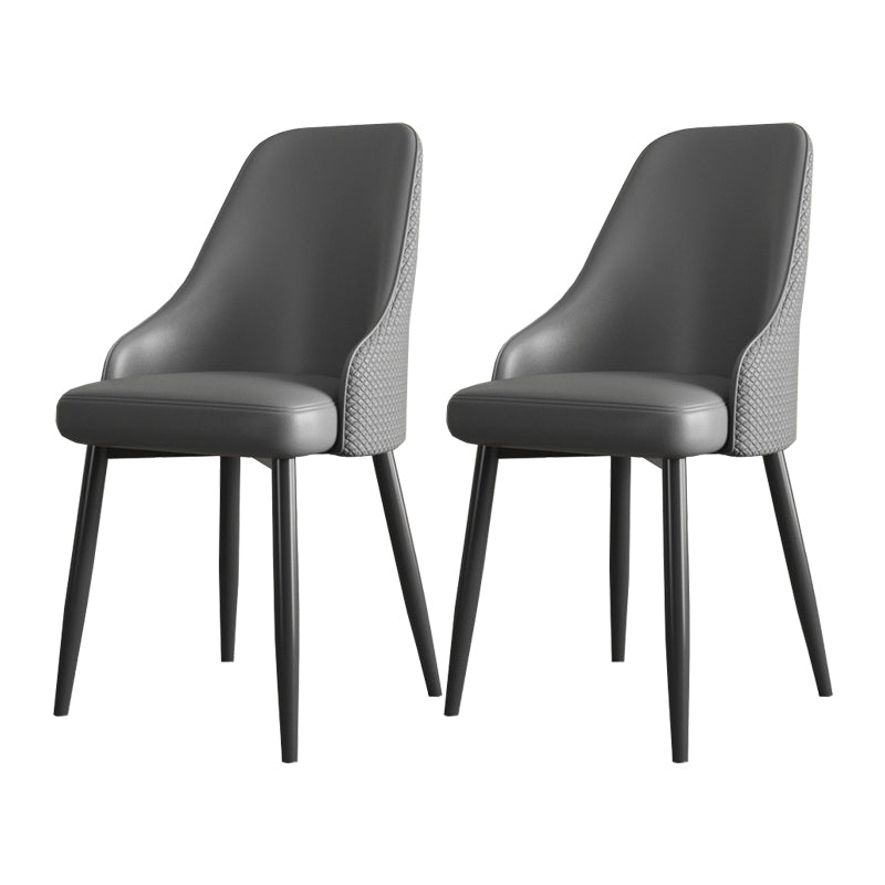 Minimalist Faux Leather Side Chair Arm Solid Back Chairs for Home Grey 2 Piece Set Clearhalo 'Dining Chairs' 'Dining Tables & Seating' 'dining_chair' 'furn' 'furn_dining_chair' 'Furniture' 'Kitchen & Dining Furniture' 5208419