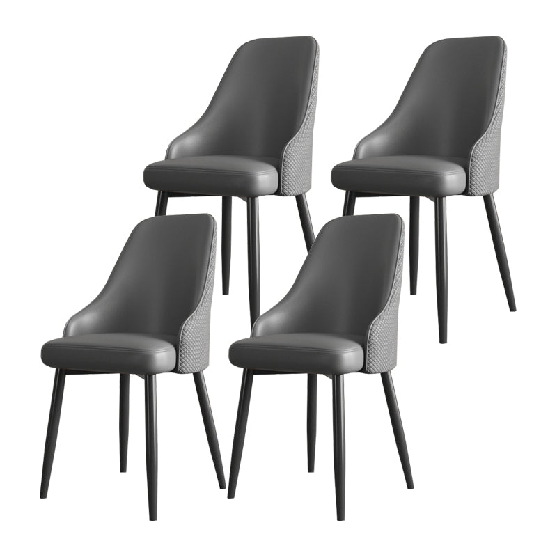 Minimalist Faux Leather Side Chair Arm Solid Back Chairs for Home Grey 4 Piece Set Clearhalo 'Dining Chairs' 'Dining Tables & Seating' 'dining_chair' 'furn' 'furn_dining_chair' 'Furniture' 'Kitchen & Dining Furniture' 5208420