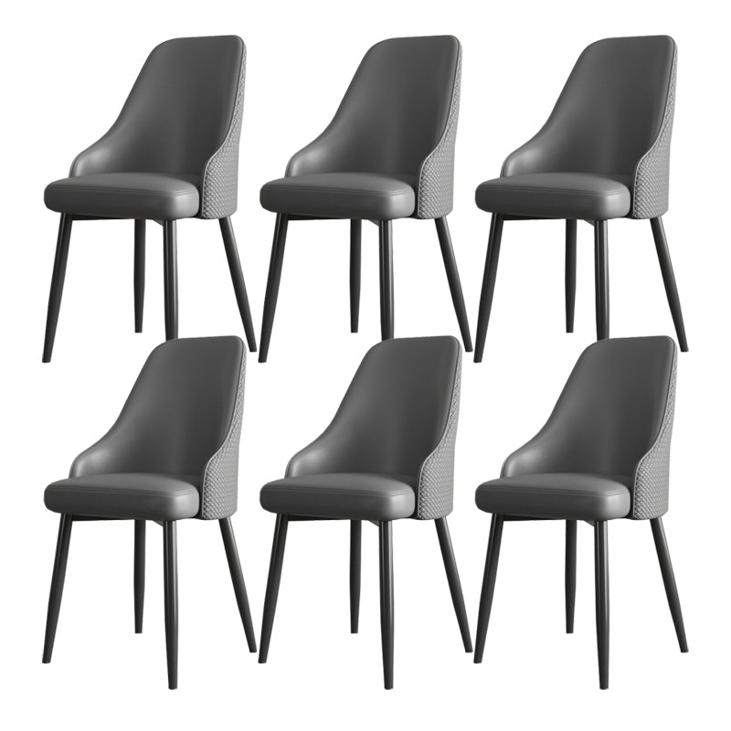 Minimalist Faux Leather Side Chair Arm Solid Back Chairs for Home Grey 6 Piece Set Clearhalo 'Dining Chairs' 'Dining Tables & Seating' 'dining_chair' 'furn' 'furn_dining_chair' 'Furniture' 'Kitchen & Dining Furniture' 5208423