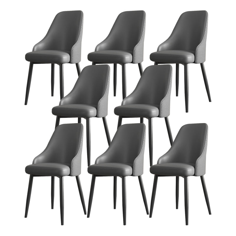 Minimalist Faux Leather Side Chair Arm Solid Back Chairs for Home Grey 8 Piece Set Clearhalo 'Dining Chairs' 'Dining Tables & Seating' 'dining_chair' 'furn' 'furn_dining_chair' 'Furniture' 'Kitchen & Dining Furniture' 5208425