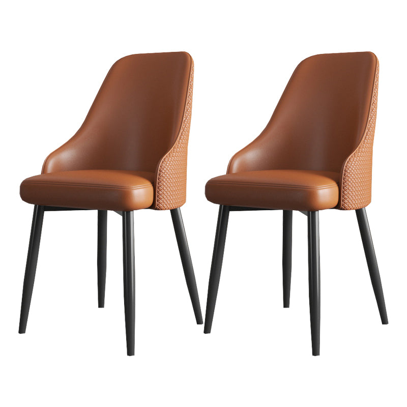 Minimalist Faux Leather Side Chair Arm Solid Back Chairs for Home Brown 2 Piece Set Clearhalo 'Dining Chairs' 'Dining Tables & Seating' 'dining_chair' 'furn' 'furn_dining_chair' 'Furniture' 'Kitchen & Dining Furniture' 5208426
