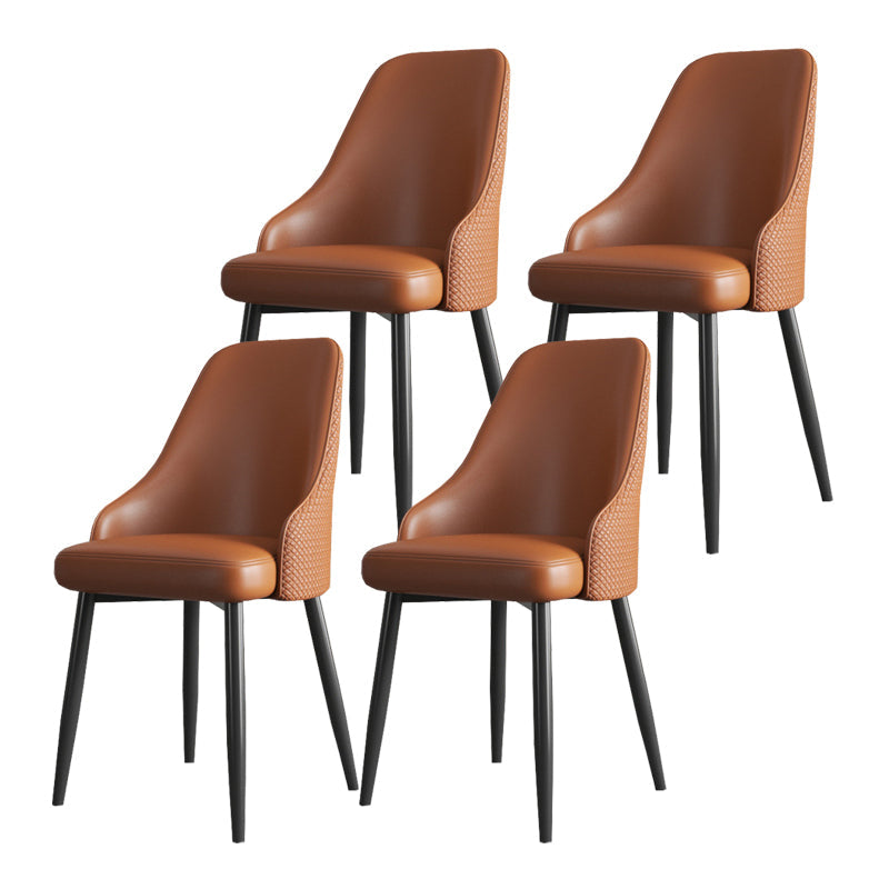Minimalist Faux Leather Side Chair Arm Solid Back Chairs for Home Brown 4 Piece Set Clearhalo 'Dining Chairs' 'Dining Tables & Seating' 'dining_chair' 'furn' 'furn_dining_chair' 'Furniture' 'Kitchen & Dining Furniture' 5208429