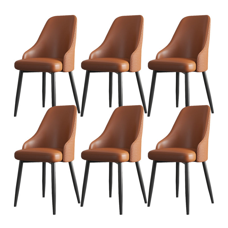 Minimalist Faux Leather Side Chair Arm Solid Back Chairs for Home Brown 6 Piece Set Clearhalo 'Dining Chairs' 'Dining Tables & Seating' 'dining_chair' 'furn' 'furn_dining_chair' 'Furniture' 'Kitchen & Dining Furniture' 5208430