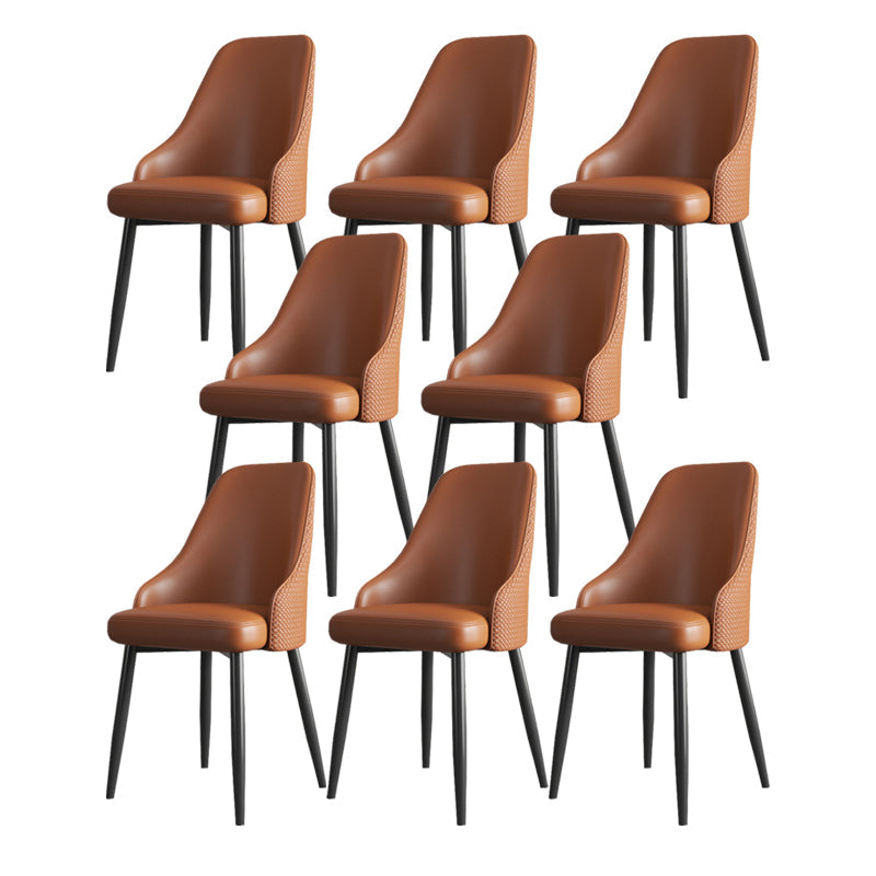 Minimalist Faux Leather Side Chair Arm Solid Back Chairs for Home Brown 8 Piece Set Clearhalo 'Dining Chairs' 'Dining Tables & Seating' 'dining_chair' 'furn' 'furn_dining_chair' 'Furniture' 'Kitchen & Dining Furniture' 5208433
