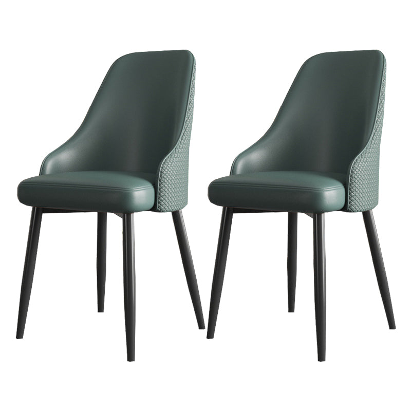 Minimalist Faux Leather Side Chair Arm Solid Back Chairs for Home Green 2 Piece Set Clearhalo 'Dining Chairs' 'Dining Tables & Seating' 'dining_chair' 'furn' 'furn_dining_chair' 'Furniture' 'Kitchen & Dining Furniture' 5208435