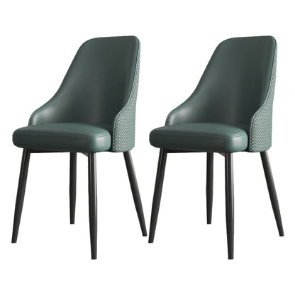Minimalist Faux Leather Side Chair Arm Solid Back Chairs for Home Green 2 Piece Set Clearhalo 'Dining Chairs' 'Dining Tables & Seating' 'dining_chair' 'furn' 'furn_dining_chair' 'Furniture' 'Kitchen & Dining Furniture' 5208435