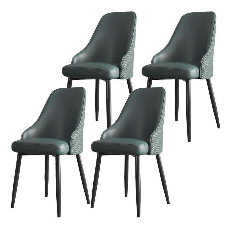 Minimalist Faux Leather Side Chair Arm Solid Back Chairs for Home Green 4 Piece Set Clearhalo 'Dining Chairs' 'Dining Tables & Seating' 'dining_chair' 'furn' 'furn_dining_chair' 'Furniture' 'Kitchen & Dining Furniture' 5208436