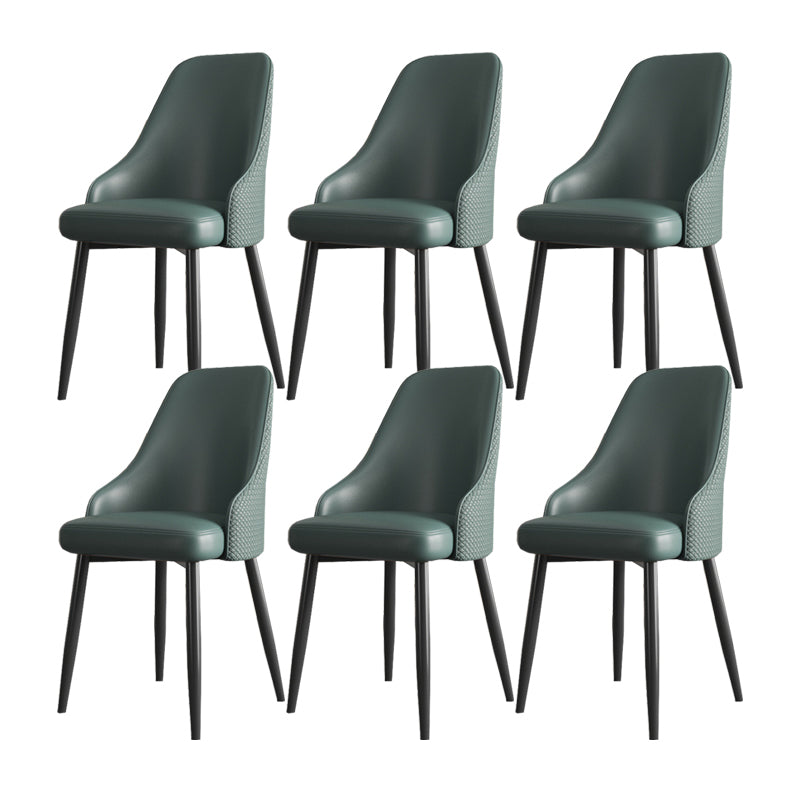 Minimalist Faux Leather Side Chair Arm Solid Back Chairs for Home Green 6 Piece Set Clearhalo 'Dining Chairs' 'Dining Tables & Seating' 'dining_chair' 'furn' 'furn_dining_chair' 'Furniture' 'Kitchen & Dining Furniture' 5208438