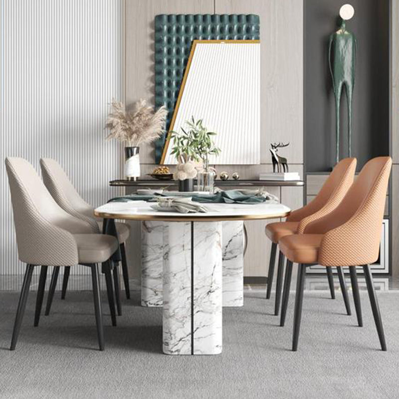 Minimalist Faux Leather Side Chair Arm Solid Back Chairs for Home Clearhalo 'Dining Chairs' 'Dining Tables & Seating' 'dining_chair' 'furn' 'furn_dining_chair' 'Furniture' 'Kitchen & Dining Furniture' 5208439