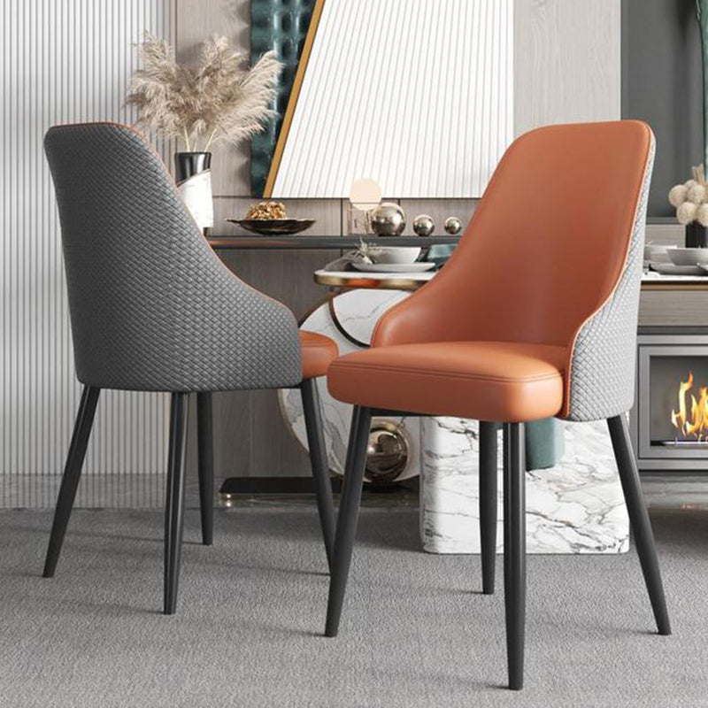 Minimalist Faux Leather Side Chair Arm Solid Back Chairs for Home Clearhalo 'Dining Chairs' 'Dining Tables & Seating' 'dining_chair' 'furn' 'furn_dining_chair' 'Furniture' 'Kitchen & Dining Furniture' 5208442
