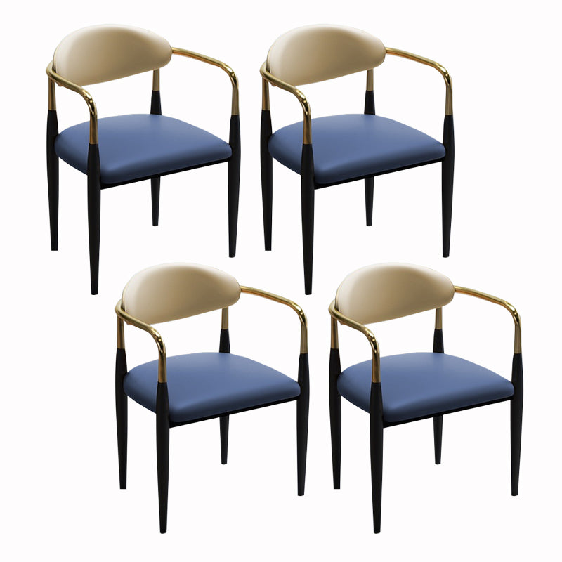 Contemporary Arm Leather Dining Chairs Open Back Dining Side Chair Blue 4 Piece Set Clearhalo 'Dining Chairs' 'Dining Tables & Seating' 'dining_chair' 'furn' 'furn_dining_chair' 'Furniture' 'Kitchen & Dining Furniture' 5208449
