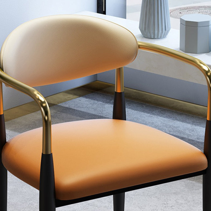 Contemporary Arm Leather Dining Chairs Open Back Dining Side Chair Clearhalo 'Dining Chairs' 'Dining Tables & Seating' 'dining_chair' 'furn' 'furn_dining_chair' 'Furniture' 'Kitchen & Dining Furniture' 5208457