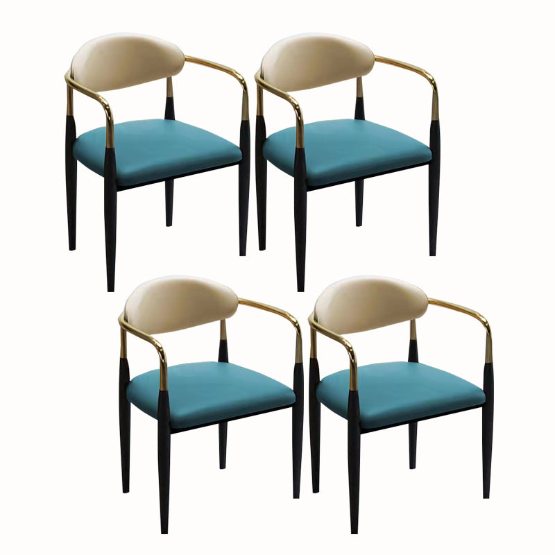 Contemporary Arm Leather Dining Chairs Open Back Dining Side Chair Green 4 Piece Set Clearhalo 'Dining Chairs' 'Dining Tables & Seating' 'dining_chair' 'furn' 'furn_dining_chair' 'Furniture' 'Kitchen & Dining Furniture' 5208465
