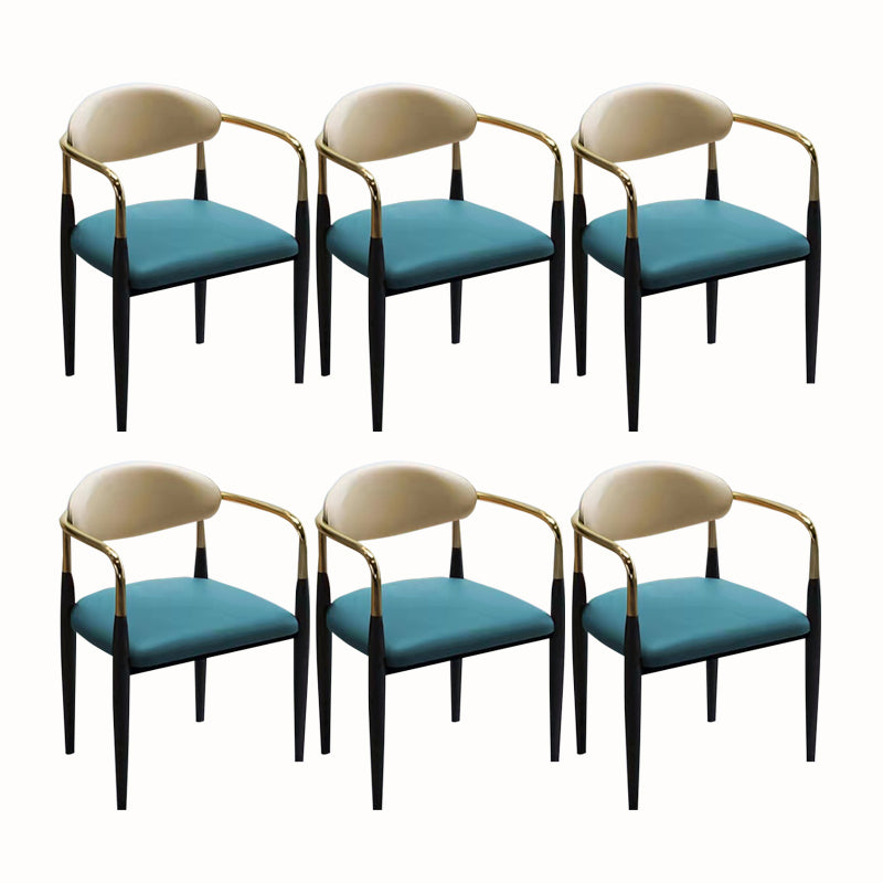 Contemporary Arm Leather Dining Chairs Open Back Dining Side Chair Green 6 Piece Set Clearhalo 'Dining Chairs' 'Dining Tables & Seating' 'dining_chair' 'furn' 'furn_dining_chair' 'Furniture' 'Kitchen & Dining Furniture' 5208466