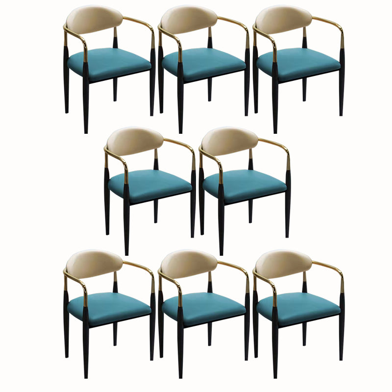 Contemporary Arm Leather Dining Chairs Open Back Dining Side Chair Green 8 Piece Set Clearhalo 'Dining Chairs' 'Dining Tables & Seating' 'dining_chair' 'furn' 'furn_dining_chair' 'Furniture' 'Kitchen & Dining Furniture' 5208467