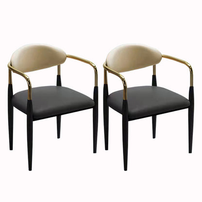 Contemporary Arm Leather Dining Chairs Open Back Dining Side Chair Black 2 Piece Set Clearhalo 'Dining Chairs' 'Dining Tables & Seating' 'dining_chair' 'furn' 'furn_dining_chair' 'Furniture' 'Kitchen & Dining Furniture' 5208472