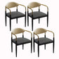 Contemporary Arm Leather Dining Chairs Open Back Dining Side Chair Black 4 Piece Set Clearhalo 'Dining Chairs' 'Dining Tables & Seating' 'dining_chair' 'furn' 'furn_dining_chair' 'Furniture' 'Kitchen & Dining Furniture' 5208473