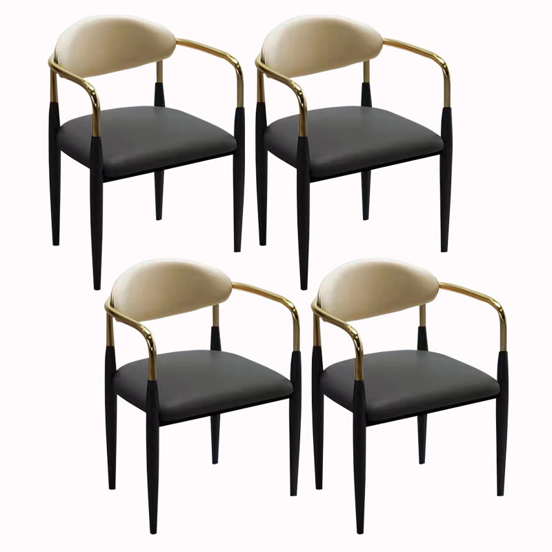 Contemporary Arm Leather Dining Chairs Open Back Dining Side Chair Black 4 Piece Set Clearhalo 'Dining Chairs' 'Dining Tables & Seating' 'dining_chair' 'furn' 'furn_dining_chair' 'Furniture' 'Kitchen & Dining Furniture' 5208473