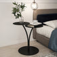 Modern Black/White Iron Nightstand, 21.65"/23.32" Tall Nightstand