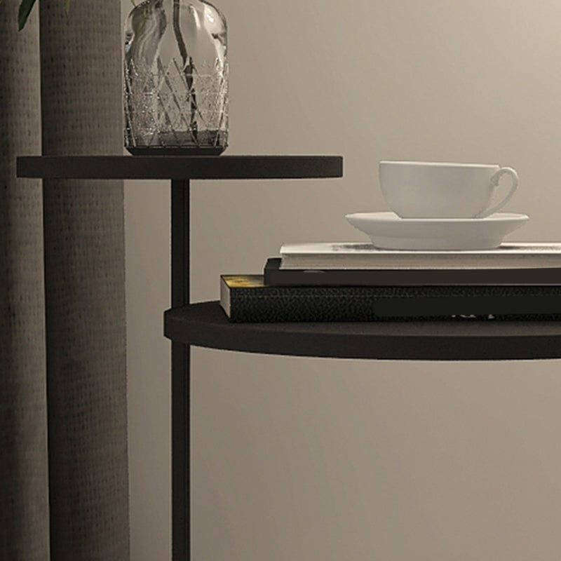 Modern Black/White Iron Nightstand, 21.65"/23.32" Tall Nightstand