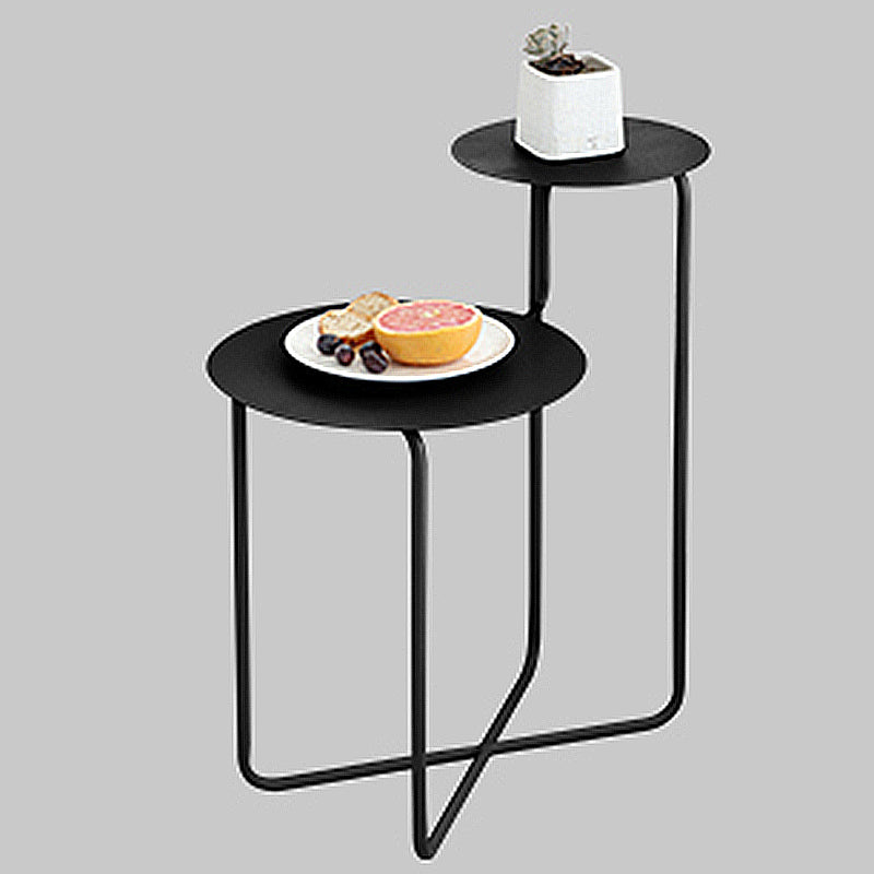 Modern Black/White Iron Nightstand, 21.65"/23.32" Tall Nightstand