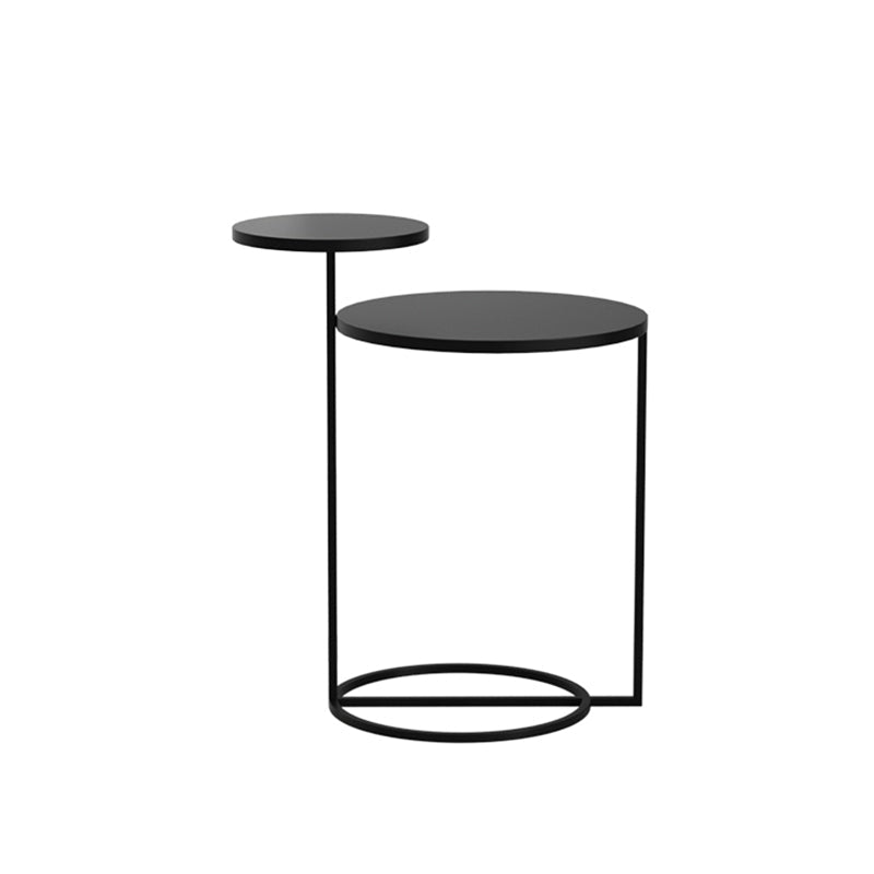 Modern Black/White Iron Nightstand, 21.65"/23.32" Tall Nightstand