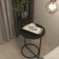 Modern Black/White Iron Nightstand, 21.65"/23.32" Tall Nightstand
