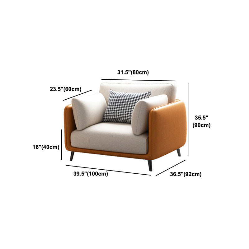 Faux Leather Stain Resistant Contemporary Standard Sofa in Orange and Beige Clearhalo 'furn' 'furn_sofas' 'Furniture' 'Living Room Furniture' 'Sofa' 'sofas' 5211024