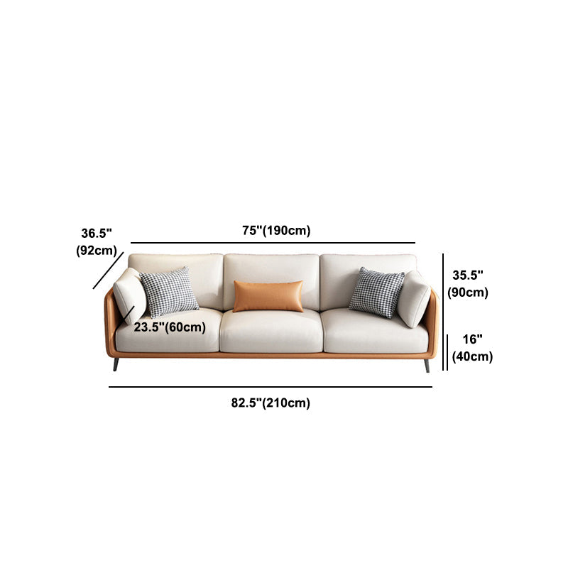 Faux Leather Stain Resistant Contemporary Standard Sofa in Orange and Beige Clearhalo 'furn' 'furn_sofas' 'Furniture' 'Living Room Furniture' 'Sofa' 'sofas' 5211026