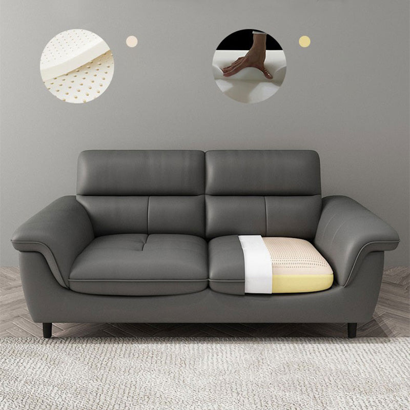 Genuine Leather Stain Resistant Contemporary Pillow Top Arm Sofa Couch