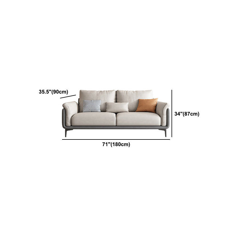 Faux Leather Stain Resistant Contemporary Sofa Couch in Beige Clearhalo 'furn' 'furn_sofas' 'Furniture' 'Living Room Furniture' 'Sofa' 'sofas' 5211284
